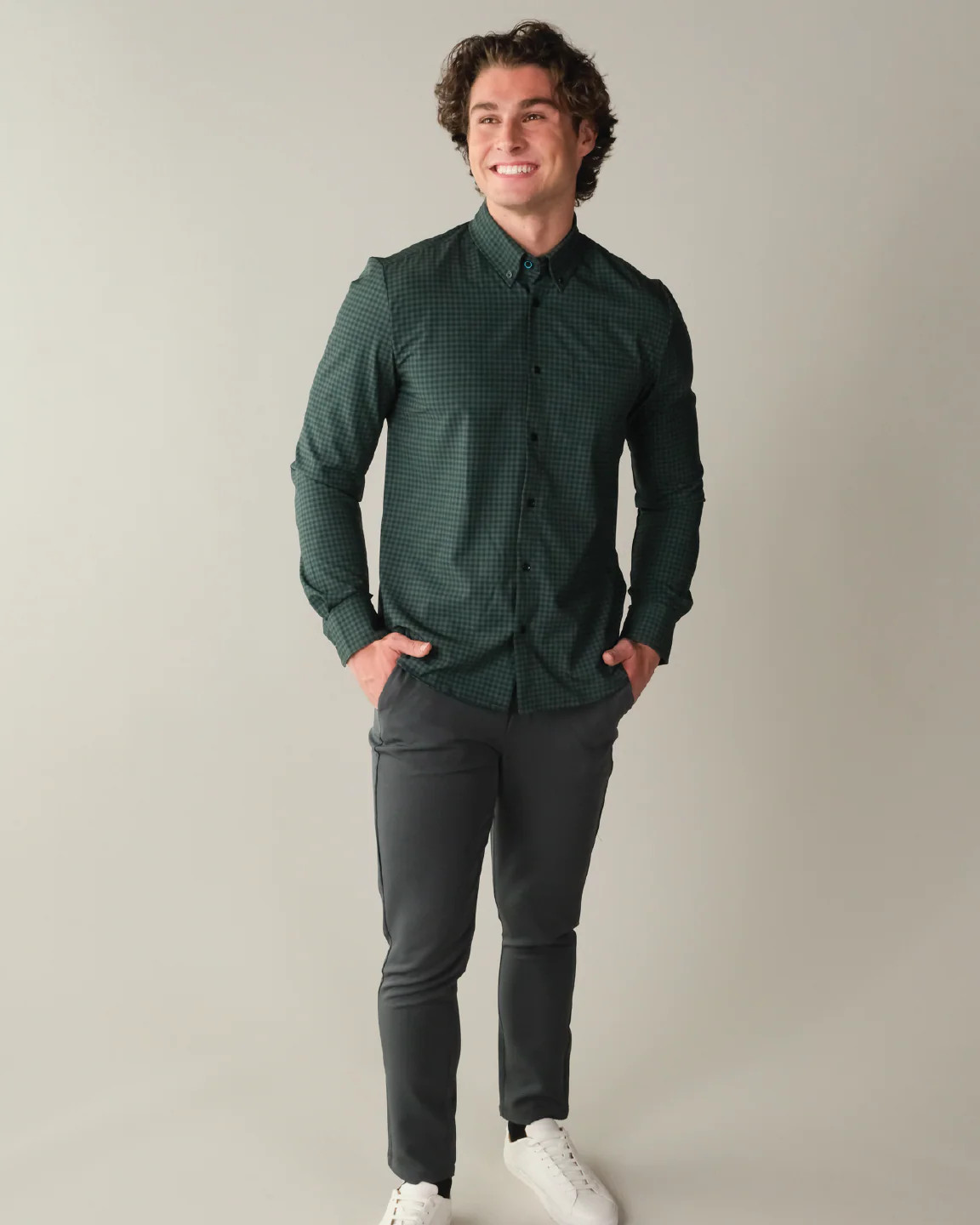 Range Shirt - Forest Green and Navy Gingham - Image 3