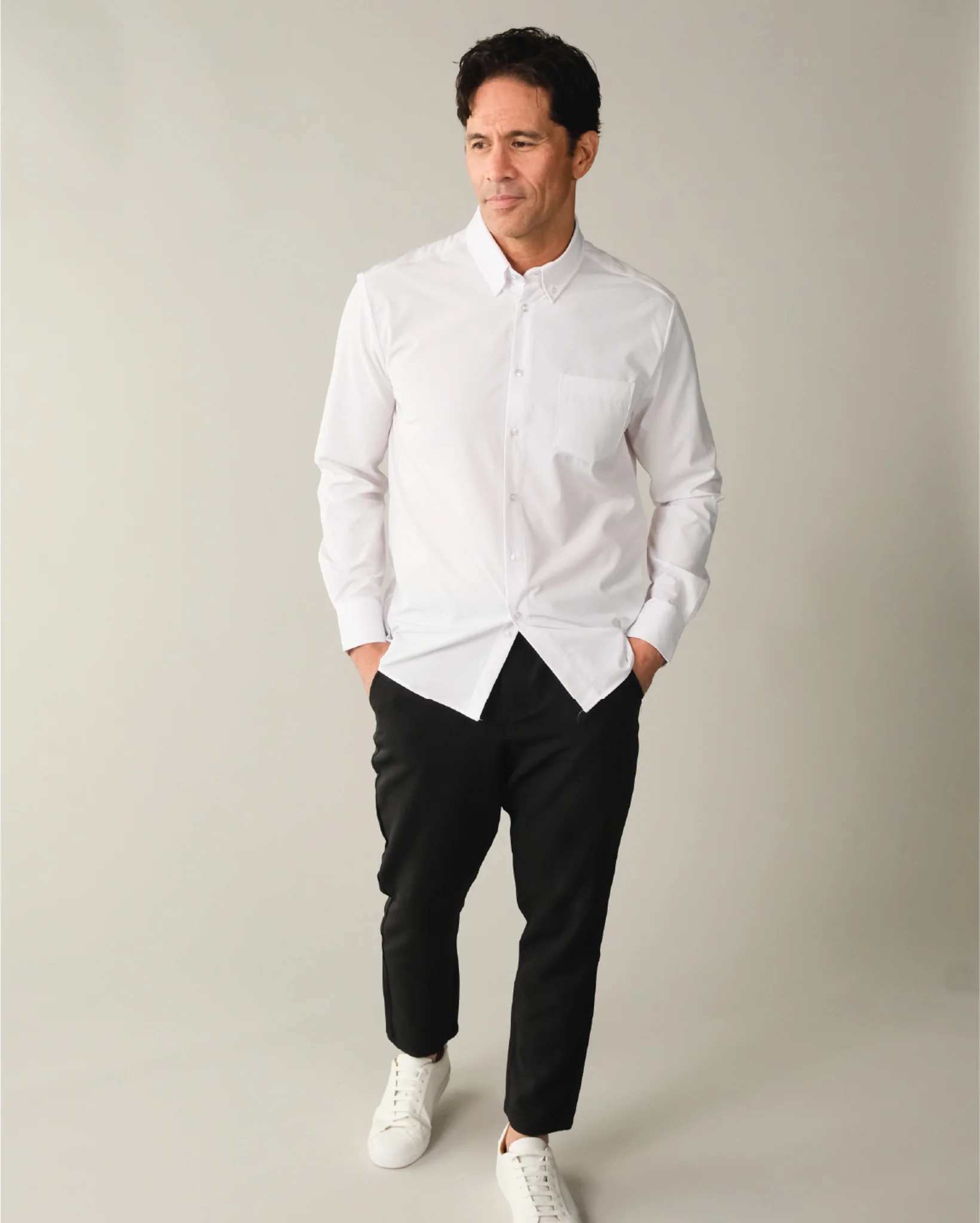 Range Shirt - White Long Sleeve - Button Down Collar - Image 3