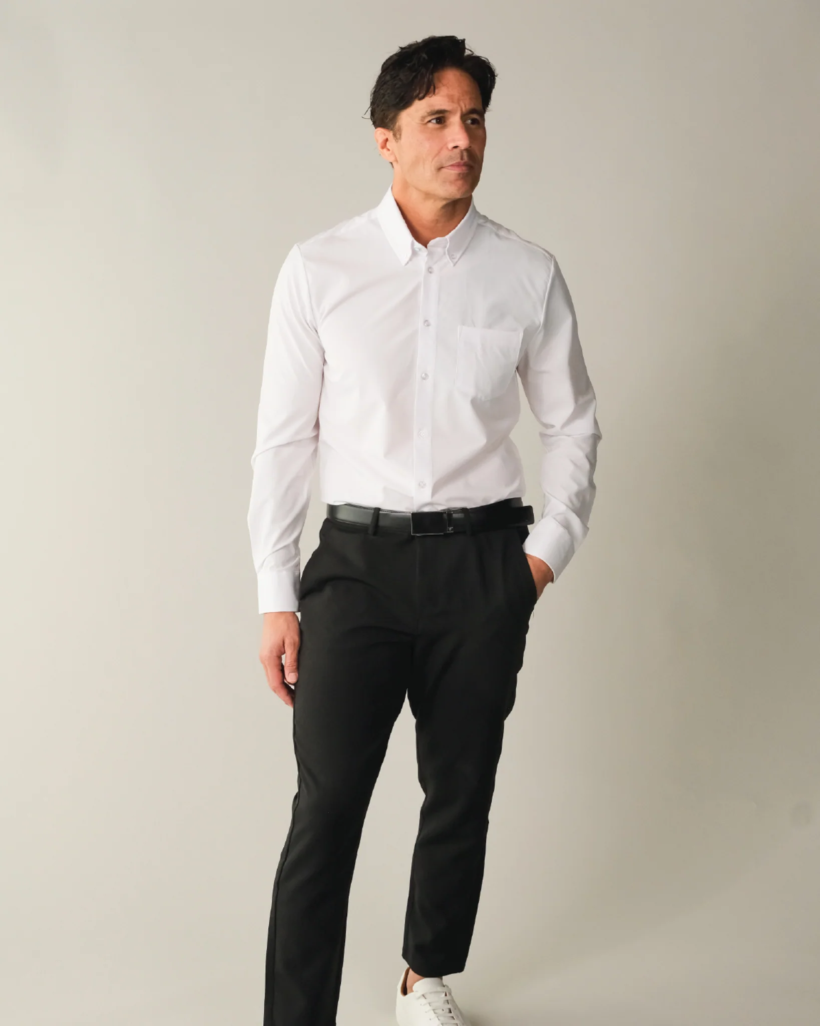 Range Shirt - White Long Sleeve - Button Down Collar - Image 4
