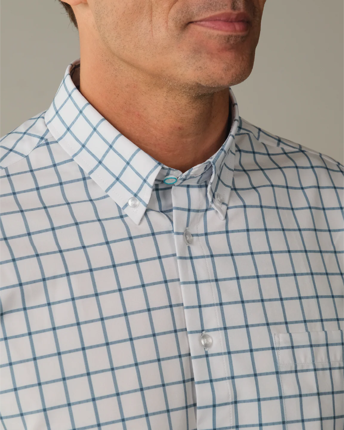 FINAL SALE: Range Shirt - White w/ Ocean Blue Windowpane (No Returns or Exchanges) - Image 4