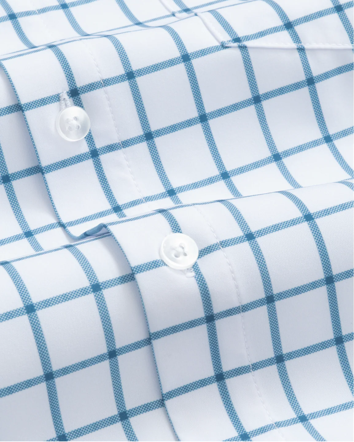 FINAL SALE: Range Shirt - White w/ Ocean Blue Windowpane (No Returns or Exchanges) - Image 5