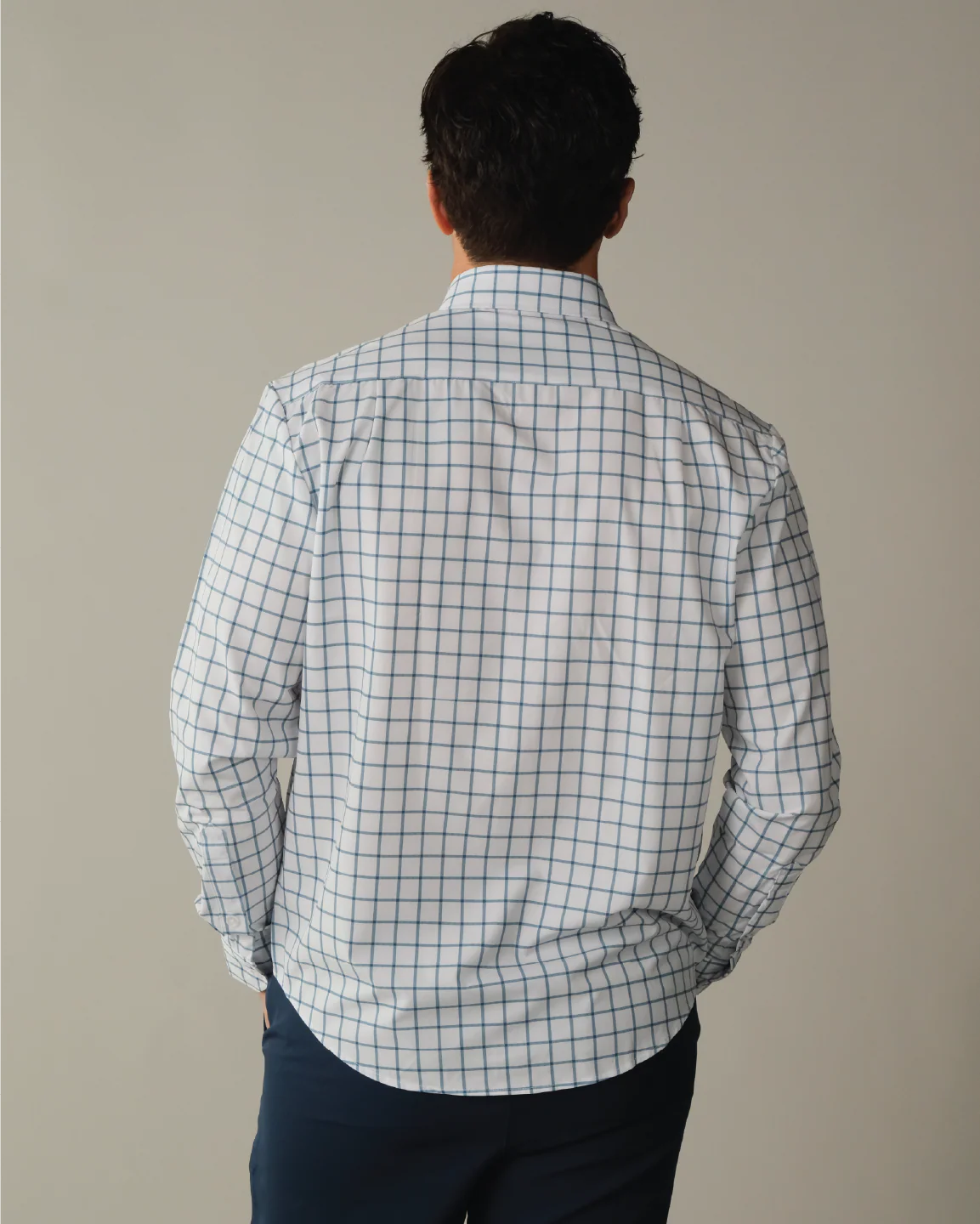 FINAL SALE: Range Shirt - White w/ Ocean Blue Windowpane (No Returns or Exchanges) - Image 6