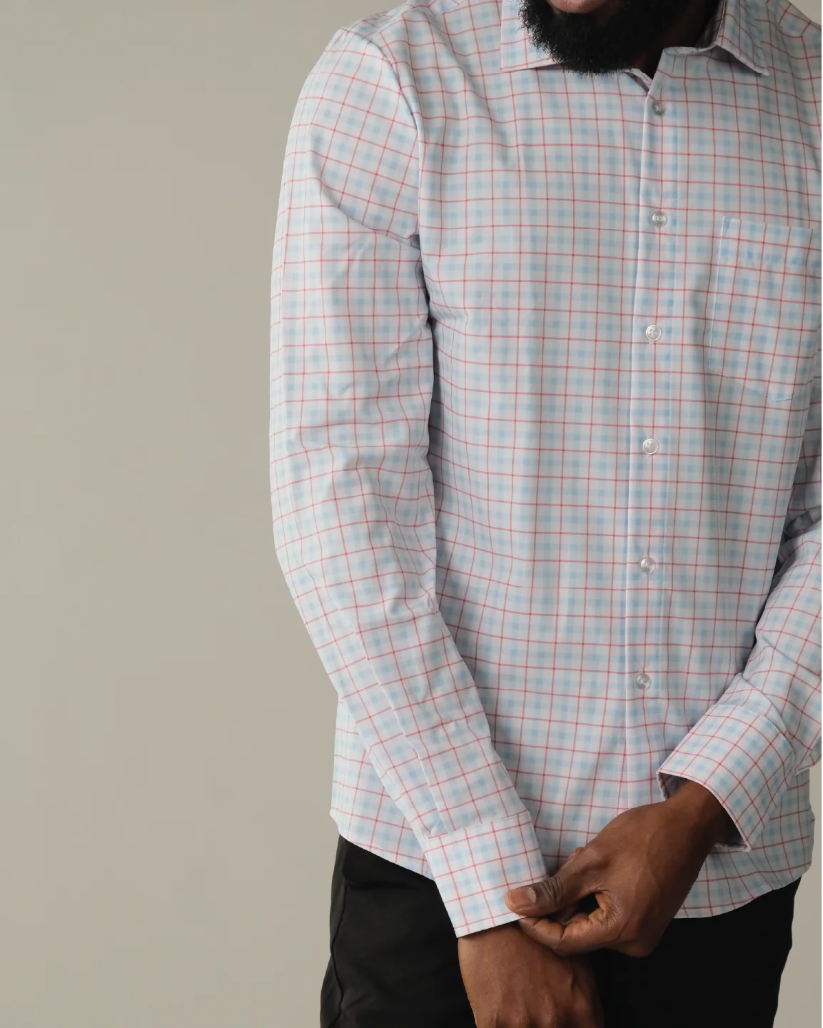 FINAL SALE: Range Shirt - White w/ Red and Blue Windowpane (No Returns or Exchanges) - Image 3