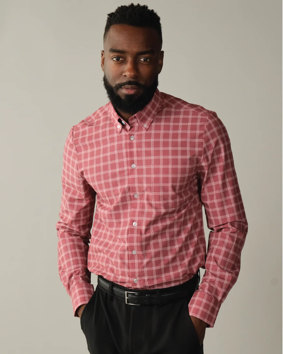 FINAL SALE: Range Shirt - Adobe Red w/ White Windowpane (No Returns or Exchanges) - Image 3