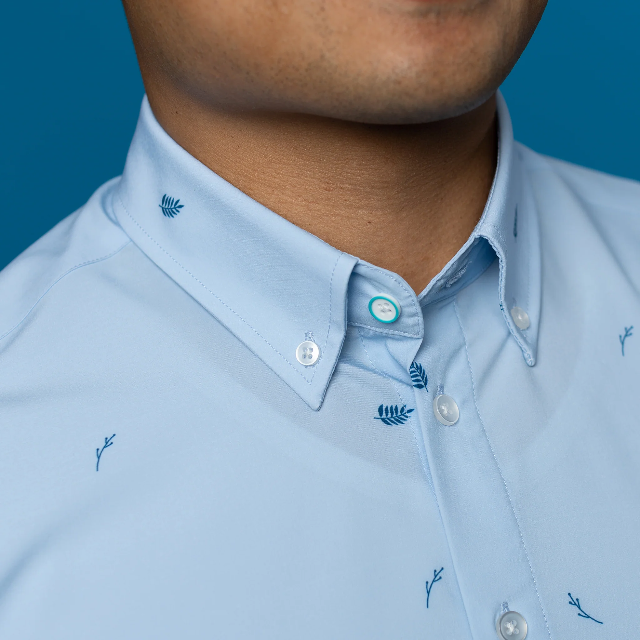 Range Shirt - Pale Blue w/ Leaves - Image 4