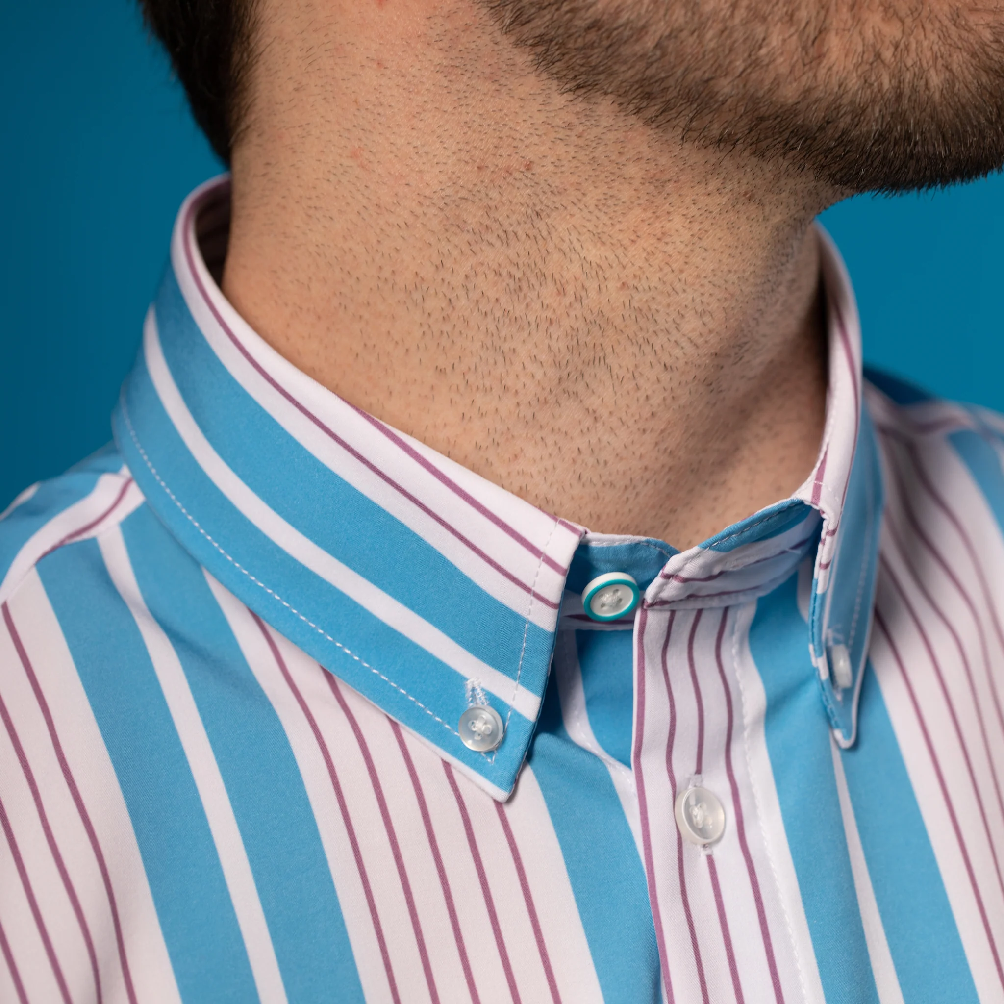 FINAL SALE: Range Shirt - Light Blue and White w/ Mauve Pinstripes (No Returns or Exchanges) - Image 4