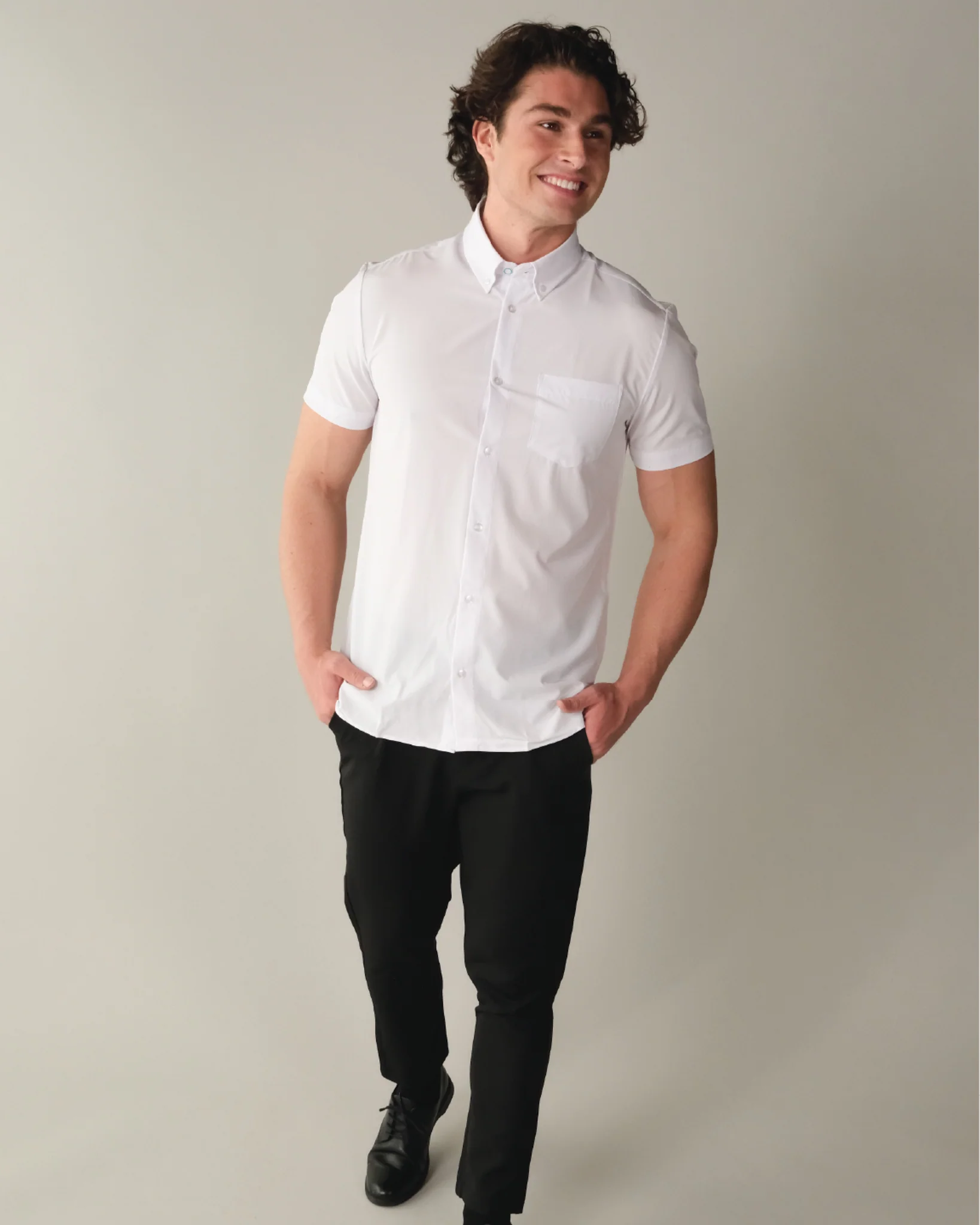 Range Shirt - White Short Sleeve - Button Down Collar - Image 4