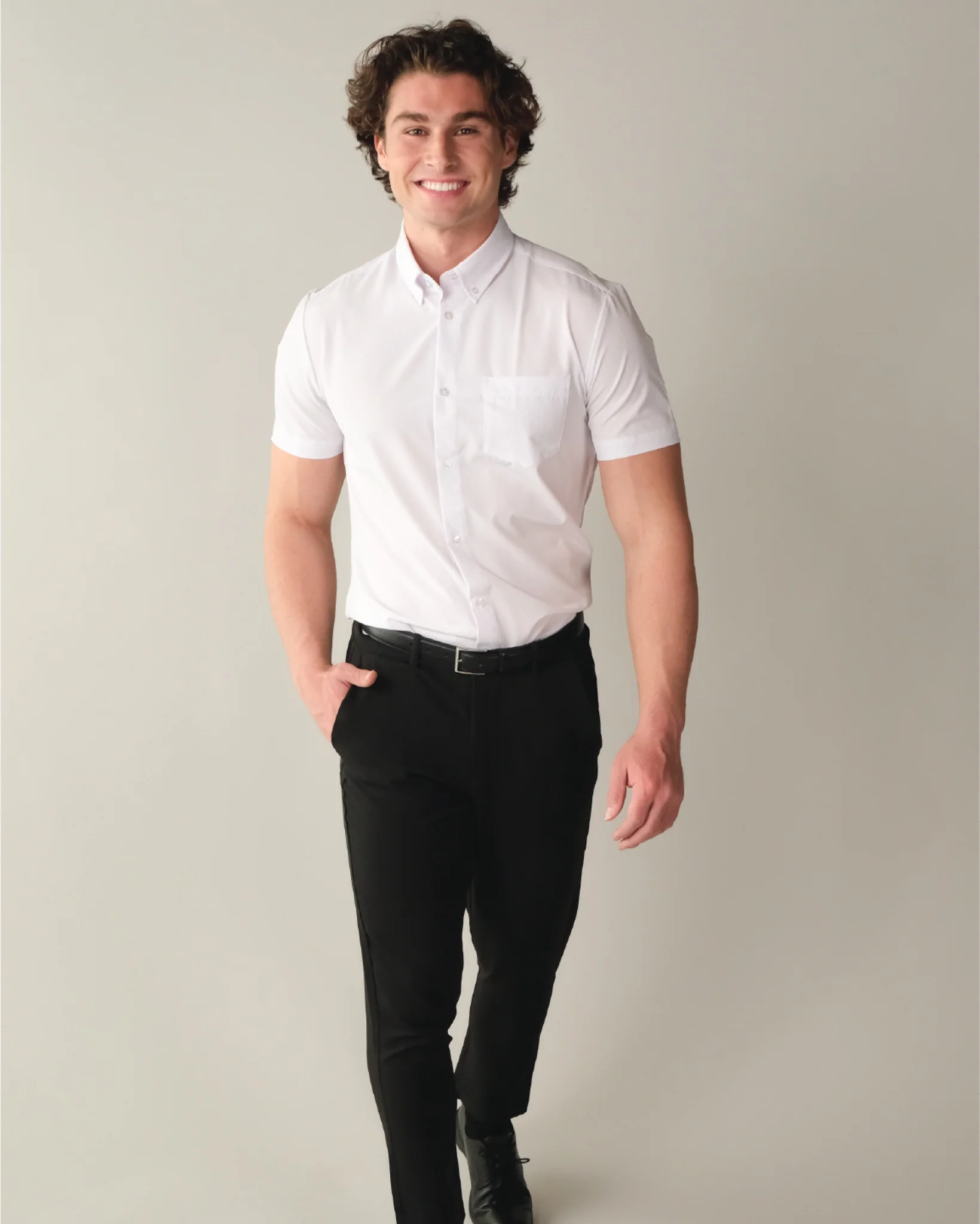 Range Shirt - White Short Sleeve - Button Down Collar - Image 5