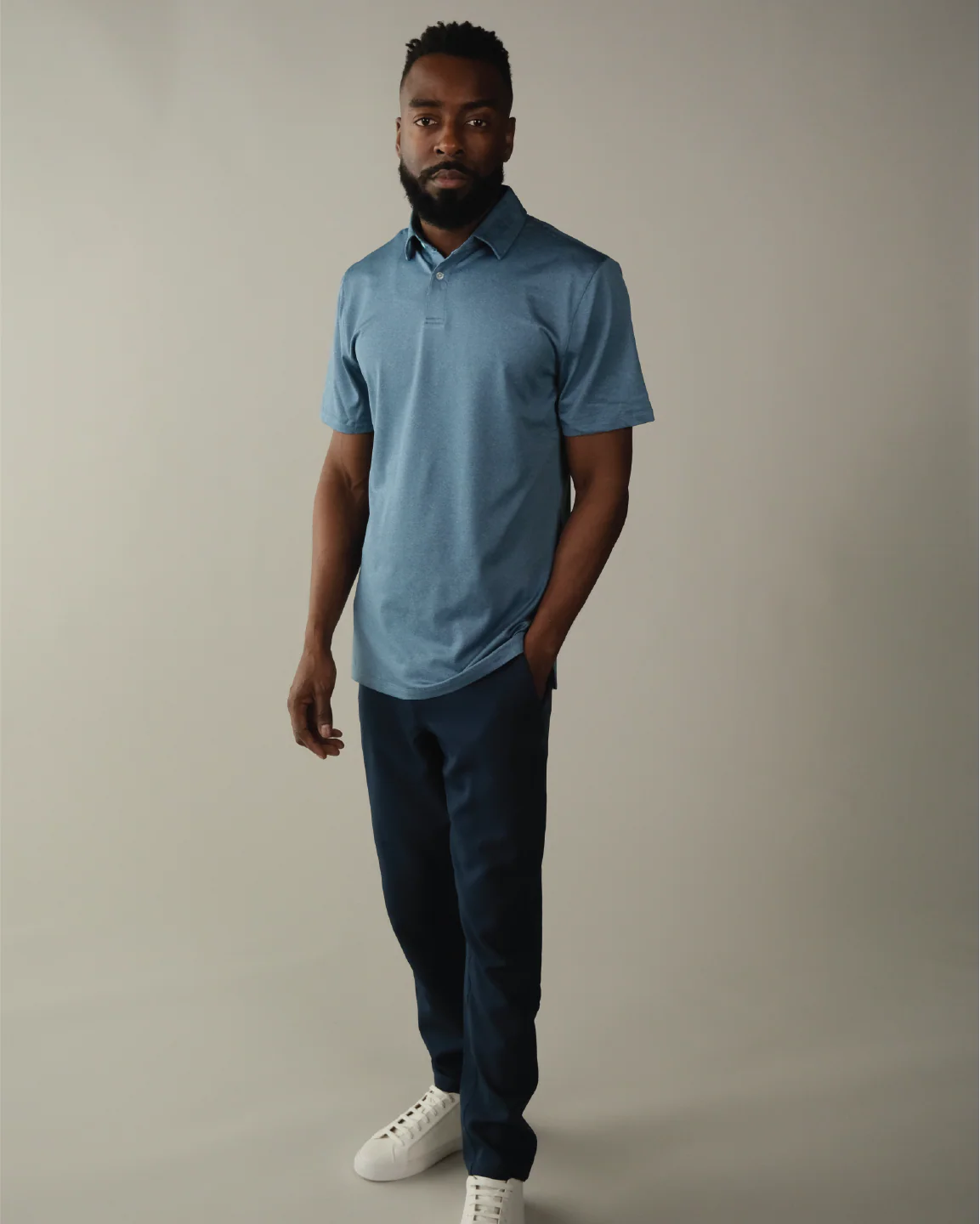 Range Polo - Heather Blue - Image 3