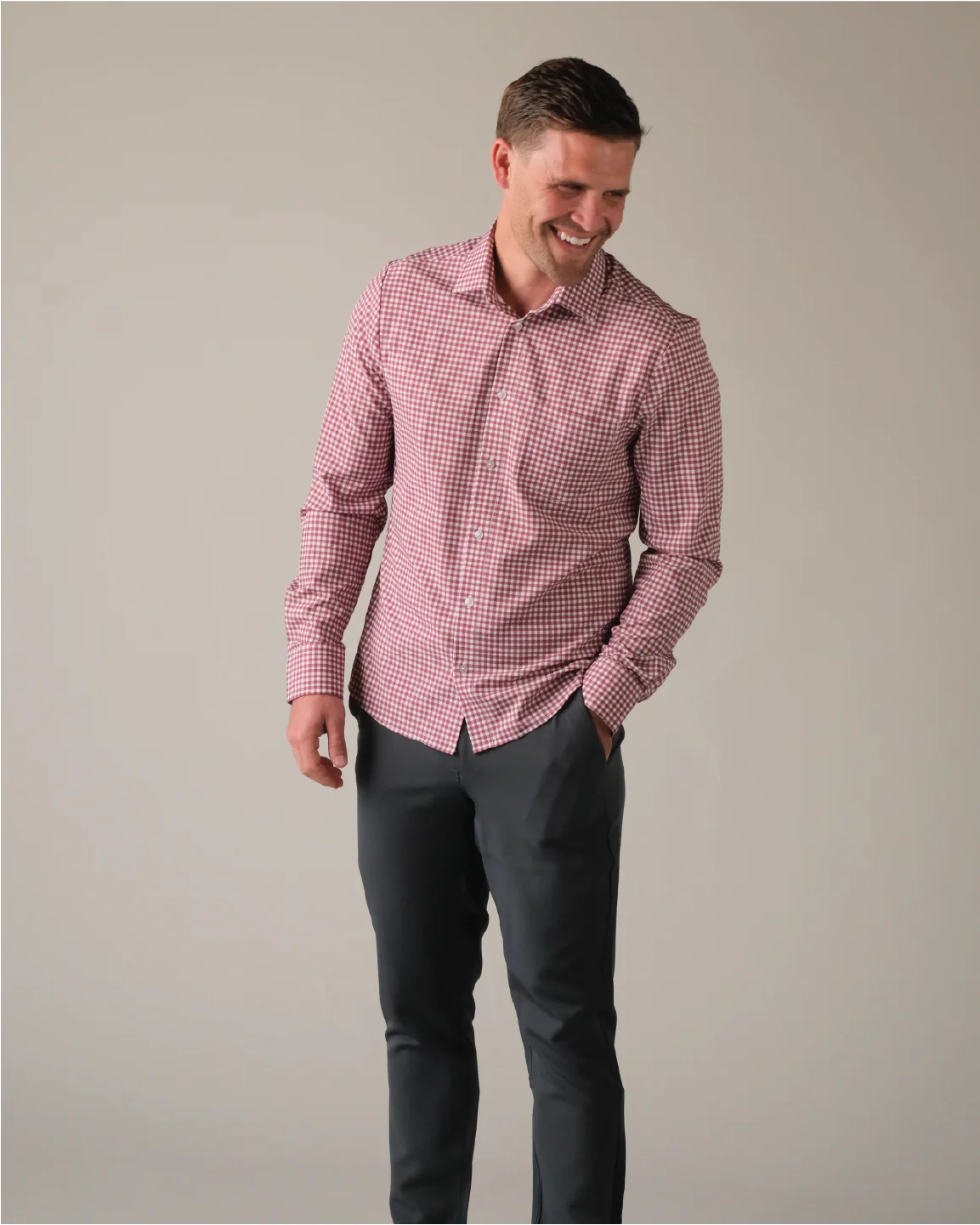 Range Shirt - White and Oxblood Gingham - Image 3