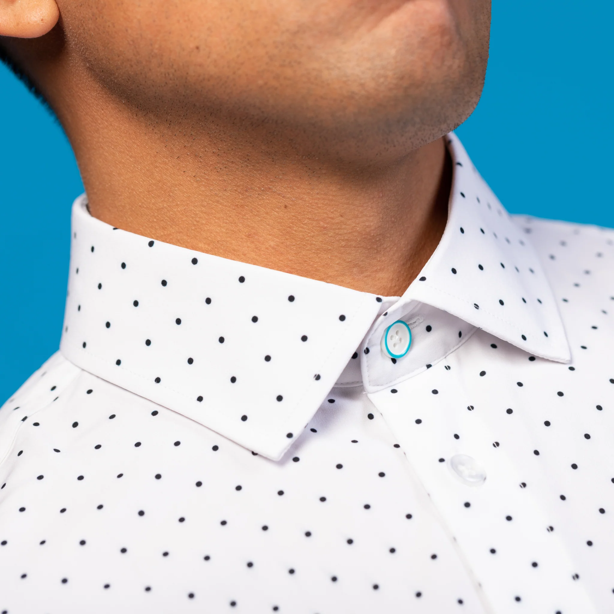 Range Shirt - White w/ Navy Polka Dots Short Sleeve - Image 3