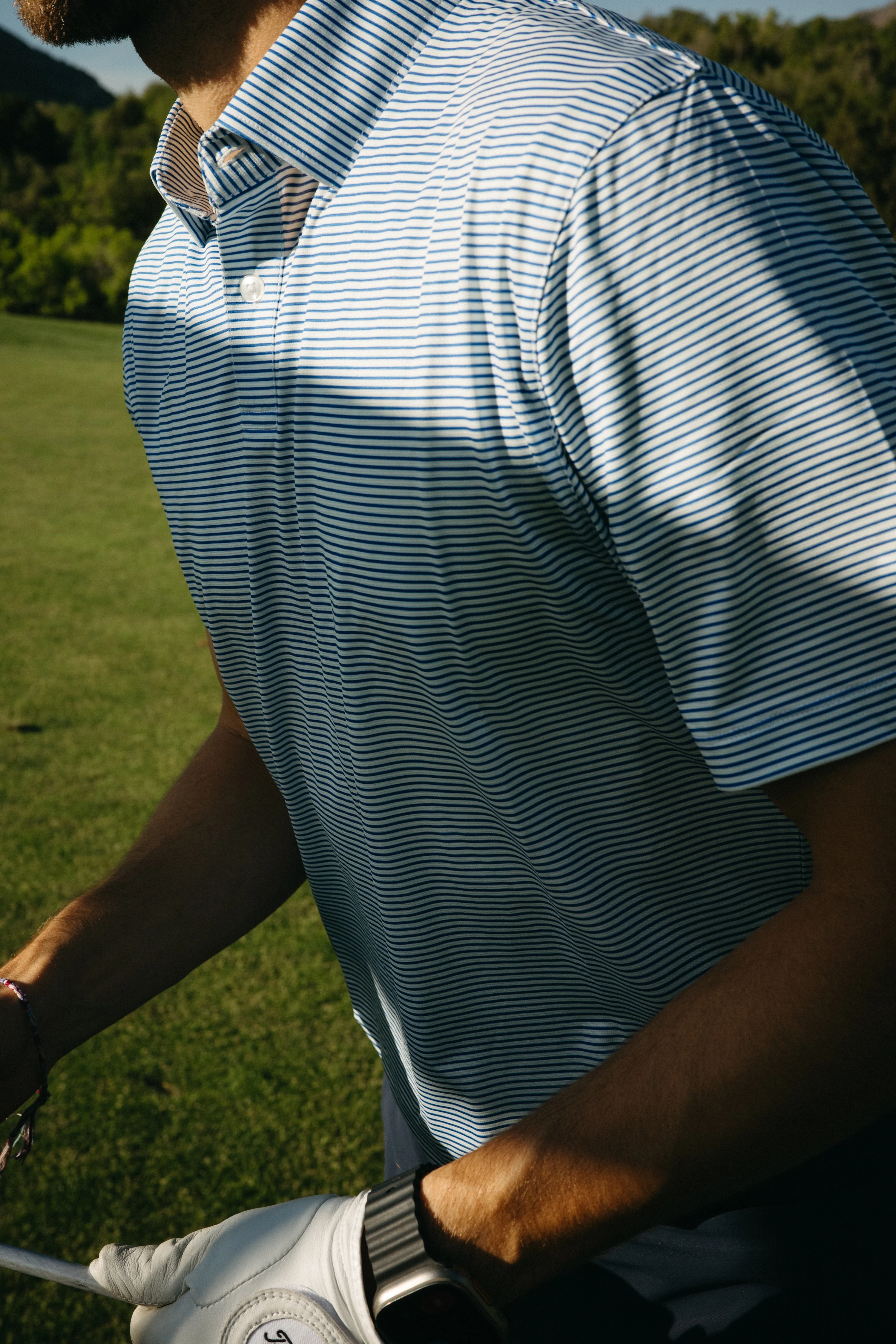 Tropic Polo - White and Blue Stripe - Image 4