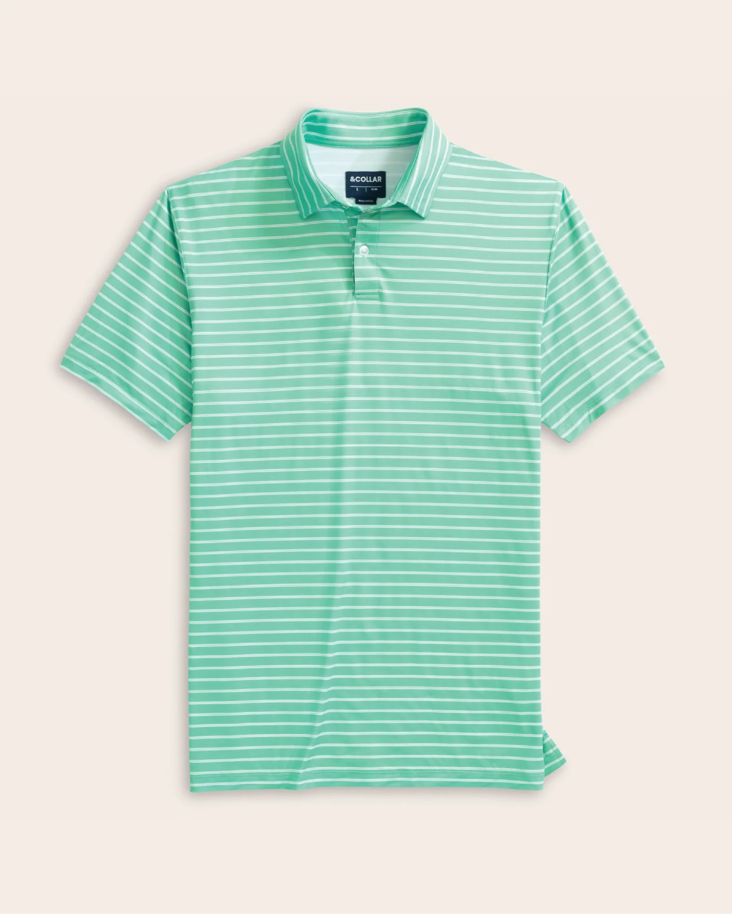 Tropic Polo - Mint Green w/ White Stripes - Image 2