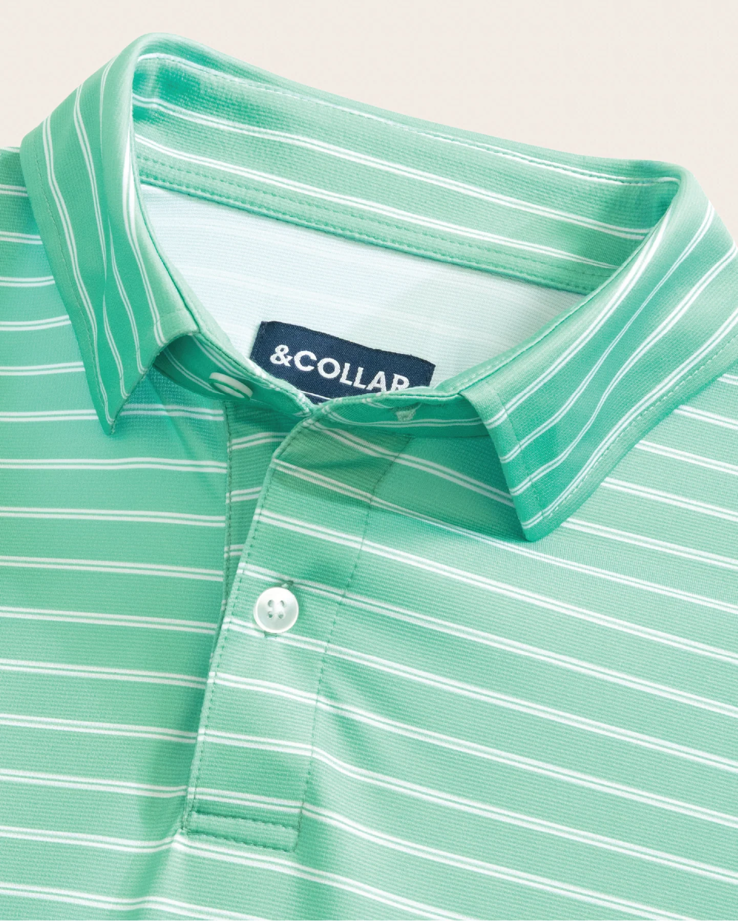 Tropic Polo - Mint Green w/ White Stripes - Image 4