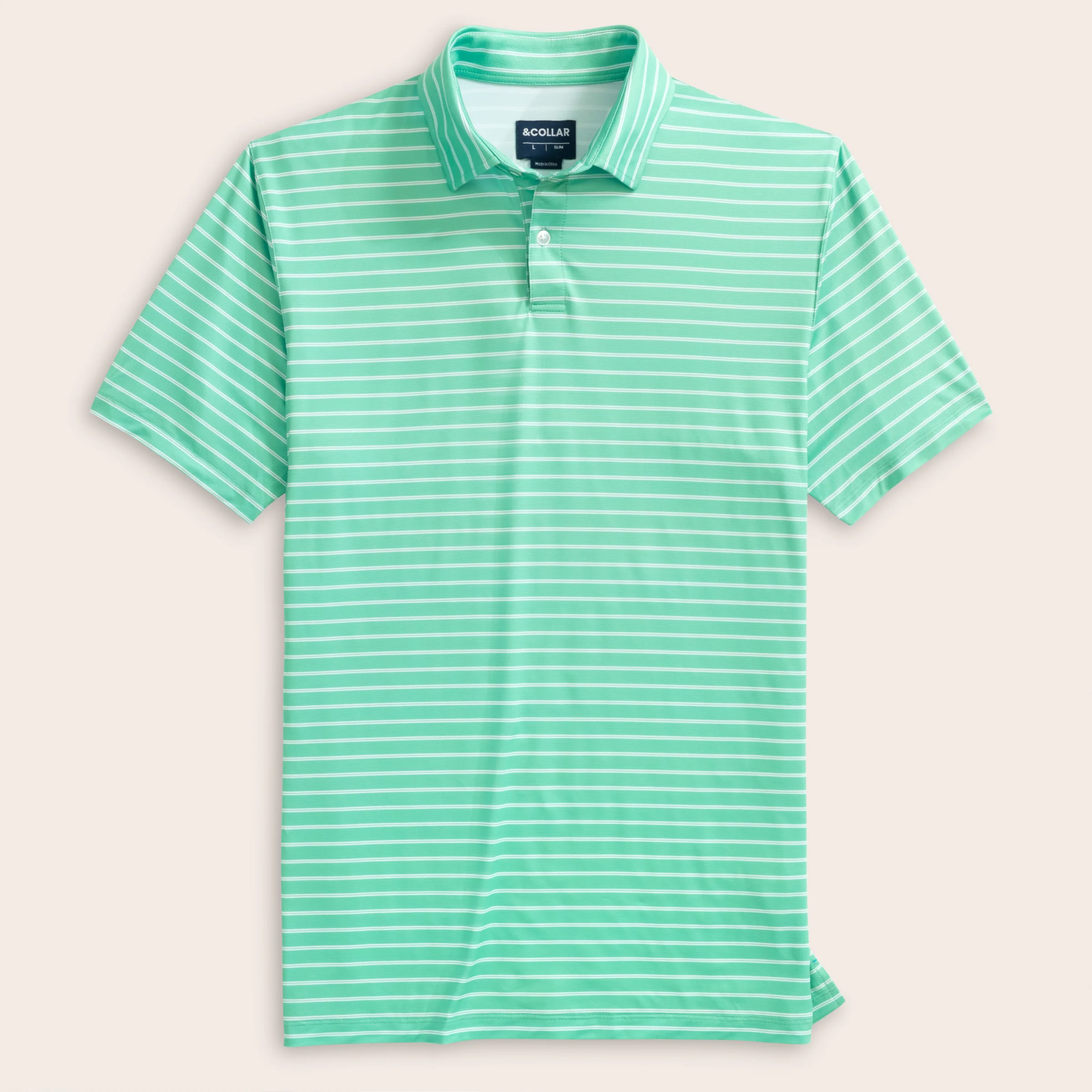 Tropic Polo - Mint Green w/ White Stripes - Image 6