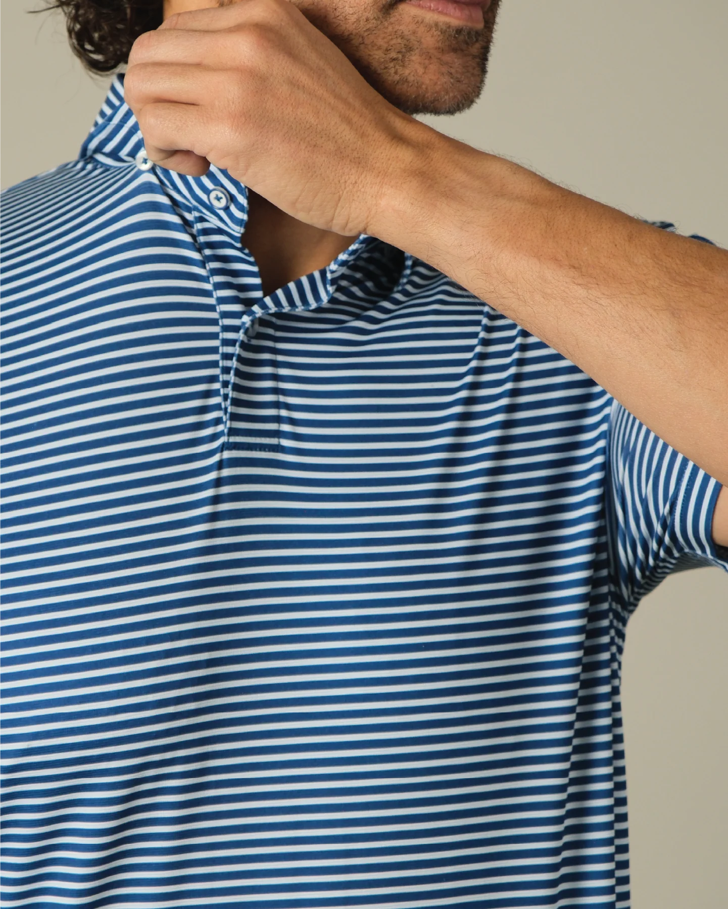 Tropic Polo - Navy w/ Light Blue and White Stripes - Image 5