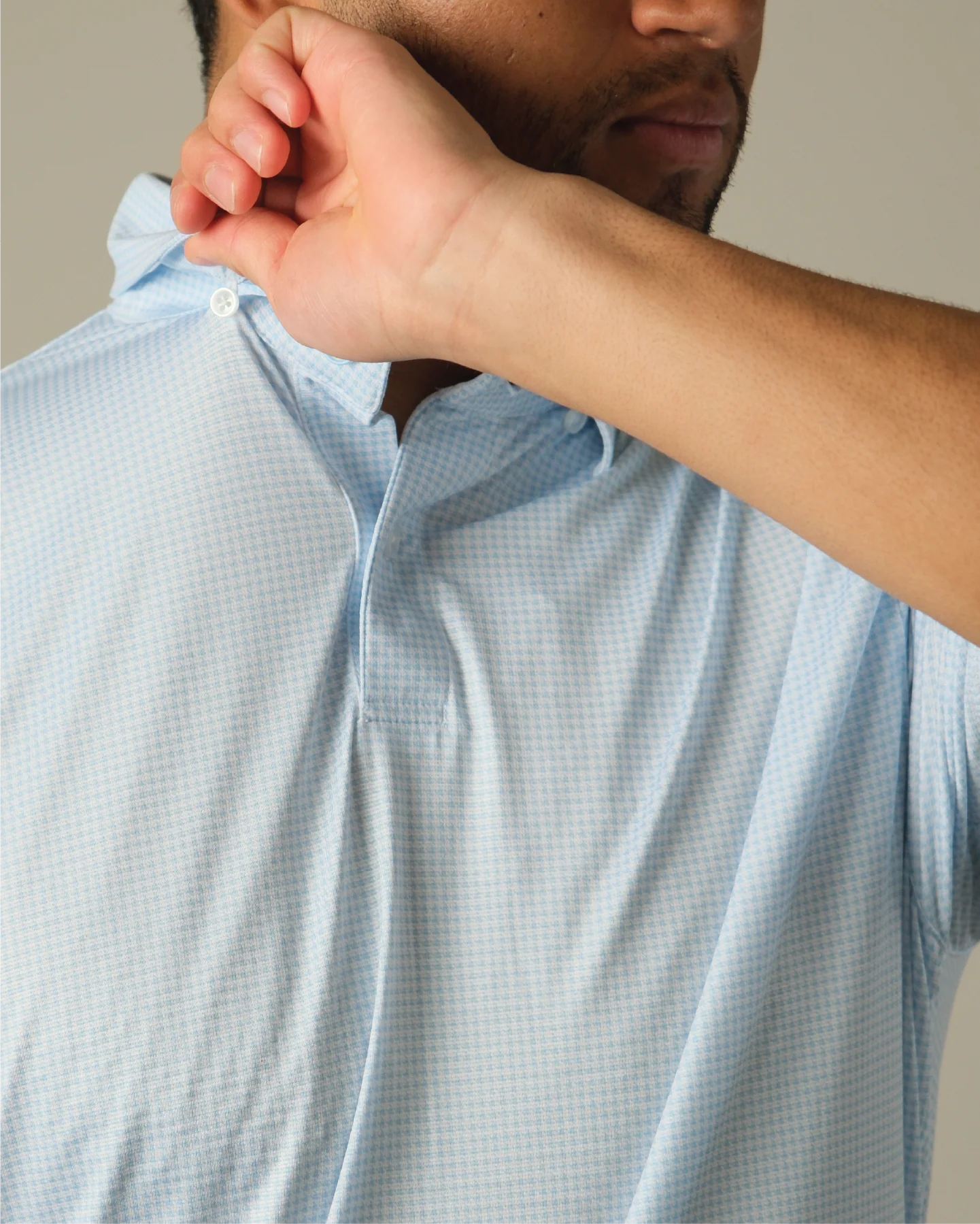 Tropic Polo - Pale Blue / White Houndstooth - Image 5