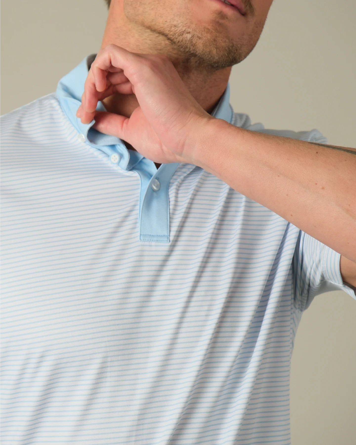 Tropic Polo - White / Light Blue Stripes and Accent - Image 5